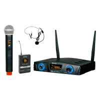 König K-312 16 Kanal UHF Dijital Çift Kanal 1 El + 1 Yaka Kablosuz Telsiz Mikrofon